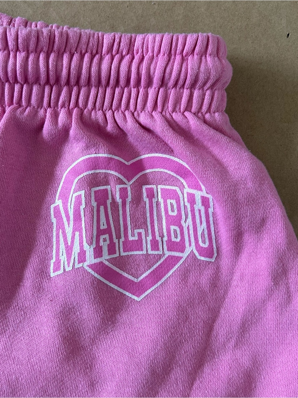 Barbie Pink Malibu Lounge Sweat Shorts Drawstring Size Medium Athleisure Bimbo - Picture 2 of 10